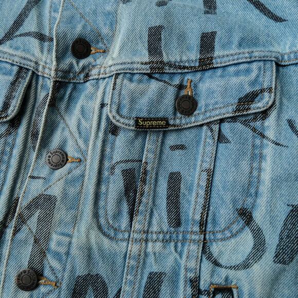 Supreme Black Ark Denim Trucker Jacket Blue Classic Streetwear Sportswear Size S - Picture 4 of 8